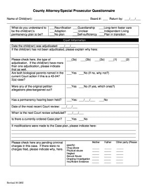 County Attorney Special Prosecutor Questionnaire