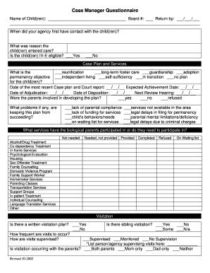 Case Manager Questionnaire