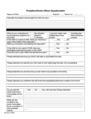 Probation/Parole Officer Questionnaire