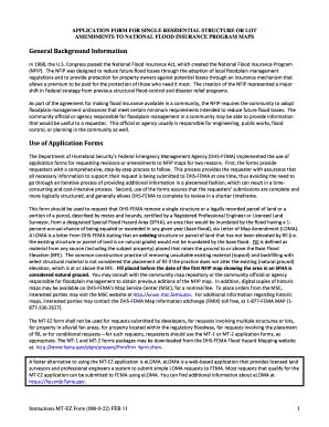 FEMA MT-EZ Form for Single Residential Structure or Lot