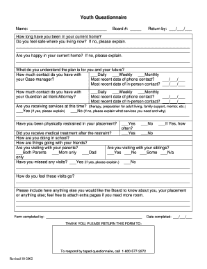 Youth Questionnaire Form