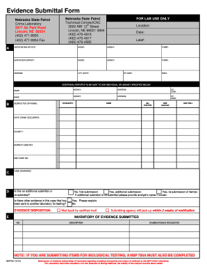 Nebraska Evidence Submittal Form
