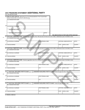 UCC Financing Statement Additional Party Form