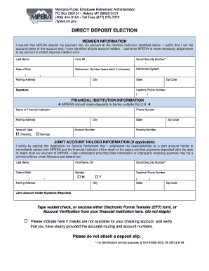 Montana Public Employee Retirement Direct Deposit Election