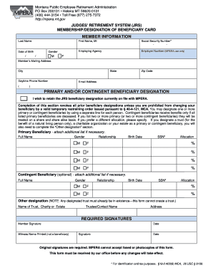 Montana Judges' Retirement System Beneficiary Designation