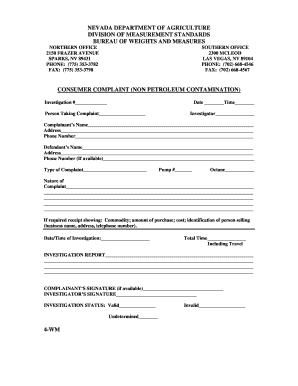 Nevada Consumer Complaint Form