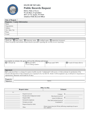 Nevada Public Records Request Form