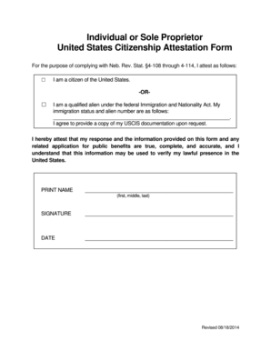 United States Citizenship Attestation Form