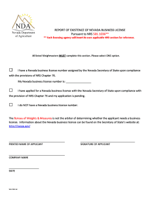 Nevada Business License Existence Report