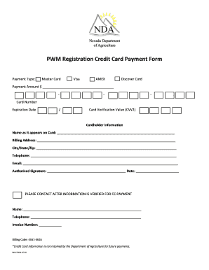 PWM Registration Credit Card Payment Form