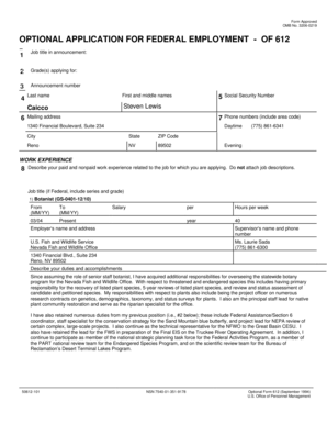Optional Application for Federal Employment
