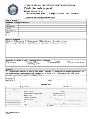 Nevada Public Records Request Form