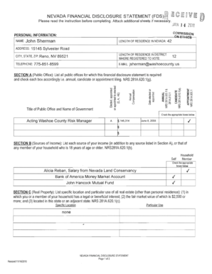 Nevada Financial Disclosure Statement