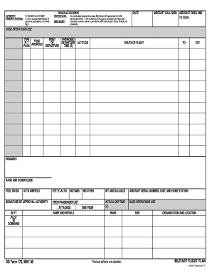 Military Flight Plan Form