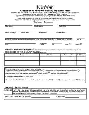Nevada Advanced Practice Registered Nurse Application