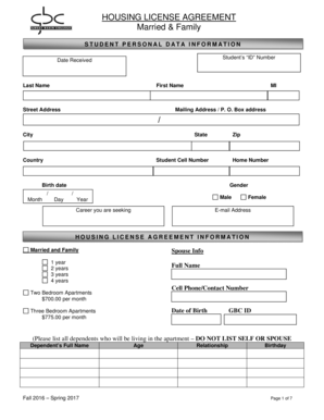 2015 Married Family License Agreement