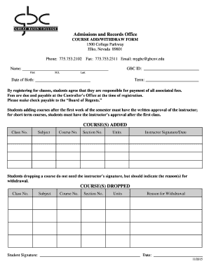Course Add/Withdraw Form