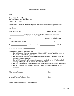 Collaborative Agreement Between Physician and APRN