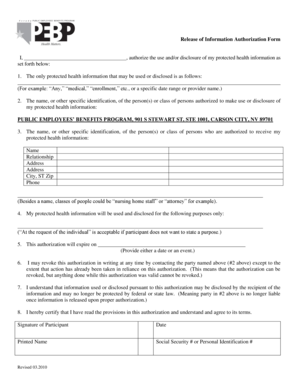 Release of Information Authorization Form