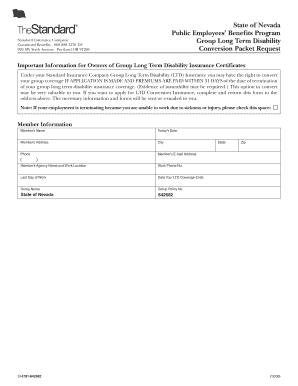 Nevada Group Long Term Disability Conversion Packet