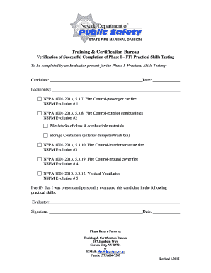 Firefighter Practical Skills Verification Form