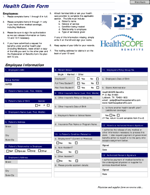 Health Claim Form