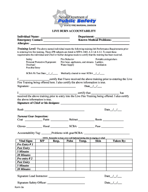 Live Fire Training Accountability Form