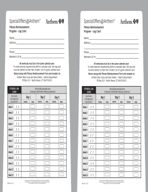 Fitness Reimbursement Program Log Card