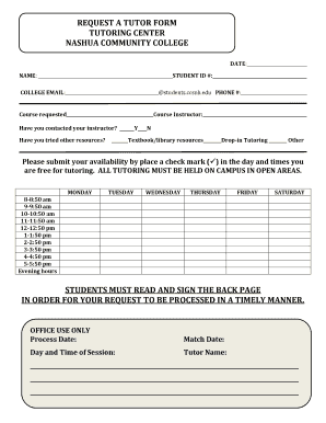 Tutoring Request Form
