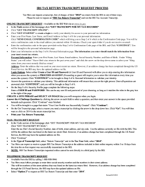 IRS Tax Return Transcript Request Form