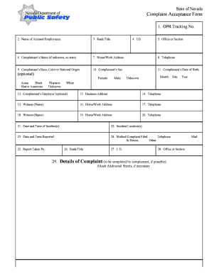 Nevada Complaint Acceptance Form