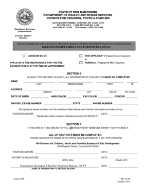 criminal back ground form for nh
