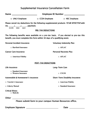 Supplemental Insurance Cancellation Form