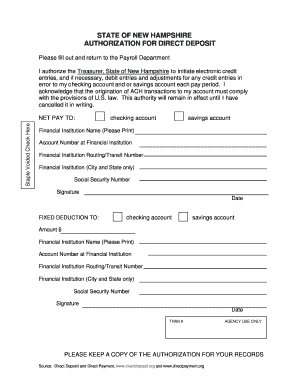 Authorization for Direct Deposit