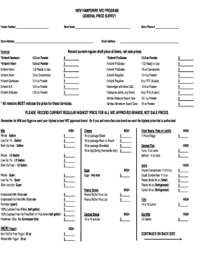 New Hampshire WIC Program General Price Survey