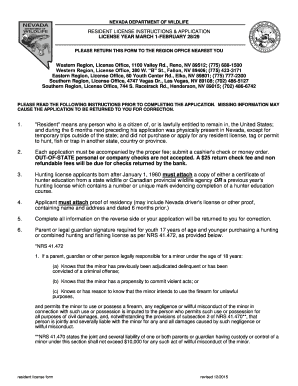 Nevada Resident Hunting and Fishing License Application