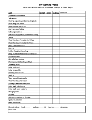 Fillable Online My learning Profile Fax Email Print - pdfFiller