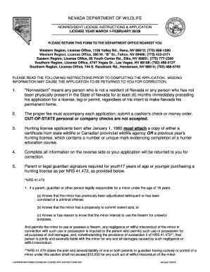 Nevada Nonresident Hunting License Application