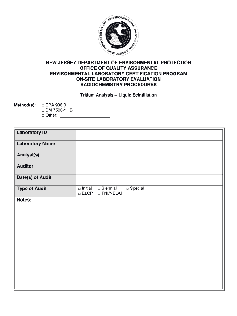 Fillable Online nj Tritium in Drinking Water Checklist nj Fax Email