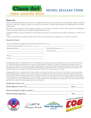 New Hampshire Model Release Form