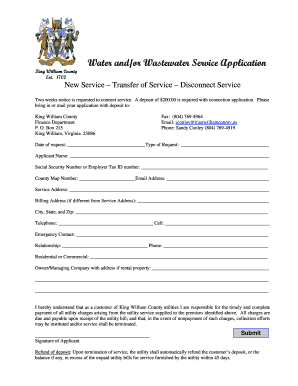 King William County Water/Wastewater Service Application