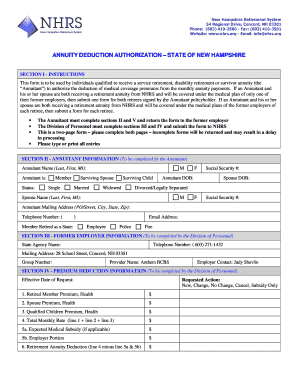 Annuity Deduction Authorization - New Hampshire
