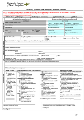 University System of New Hampshire Report of Incident