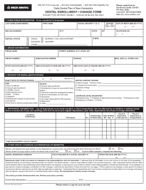 Delta Dental Enrollment Change Form