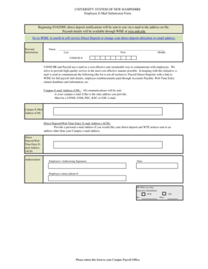 University System of New Hampshire Employee Email Submission Form