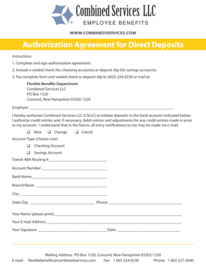 Authorization Agreement for Direct Deposits