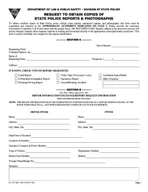 New Jersey State Police Report Request Form