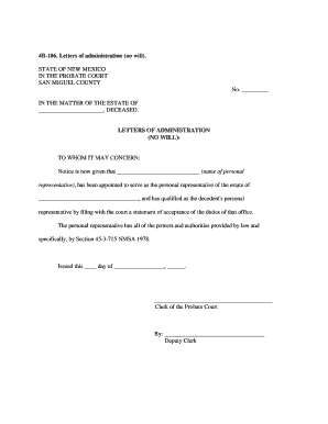 Letters of Administration (No Will)