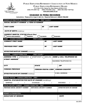 PERA Records Change Form