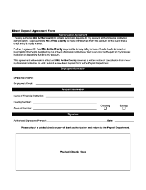 Direct Deposit Agreement Form